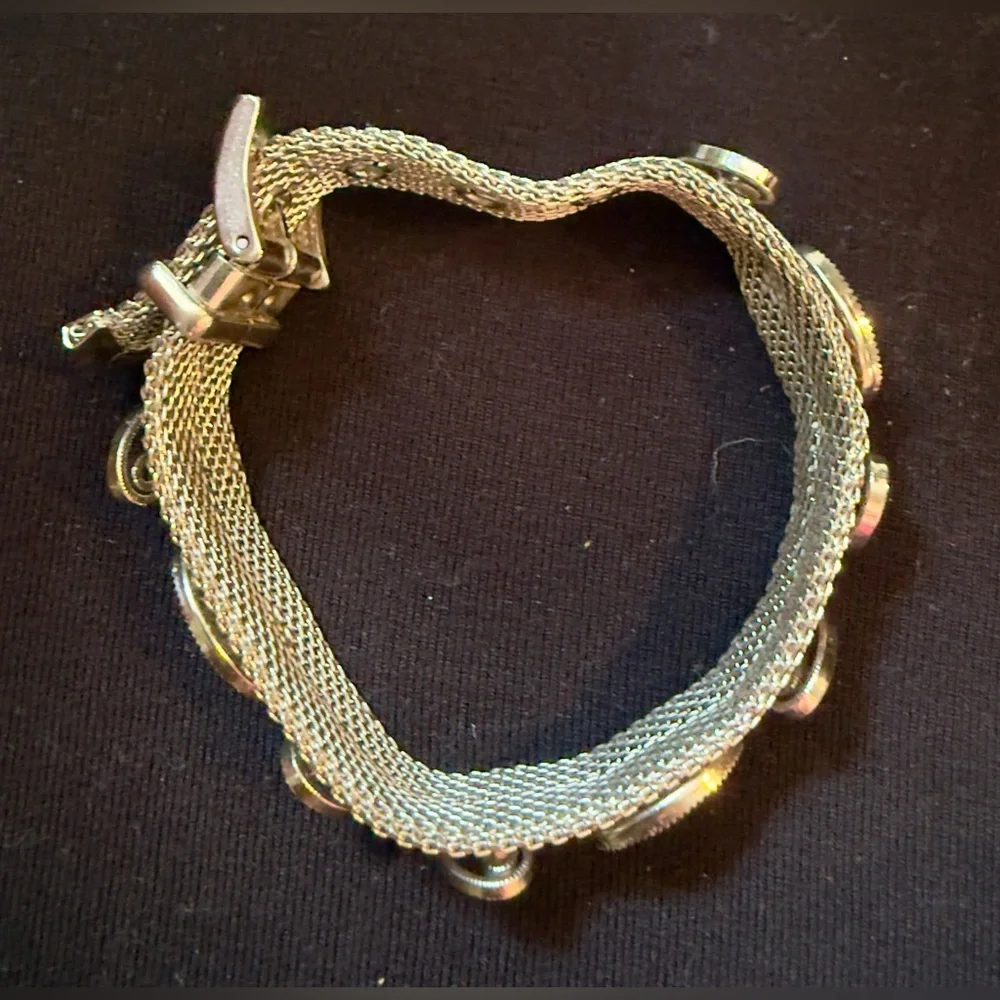 Gold-Tone Green Stone Filigree Bracelet - Women Jewelry
